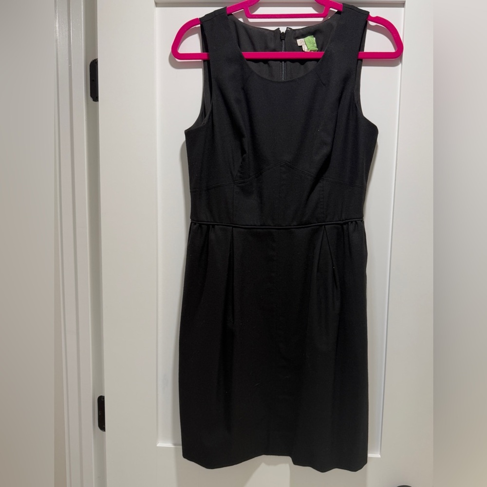 J. Crew black sleeveless wool dress women's size 8 a-line knee length